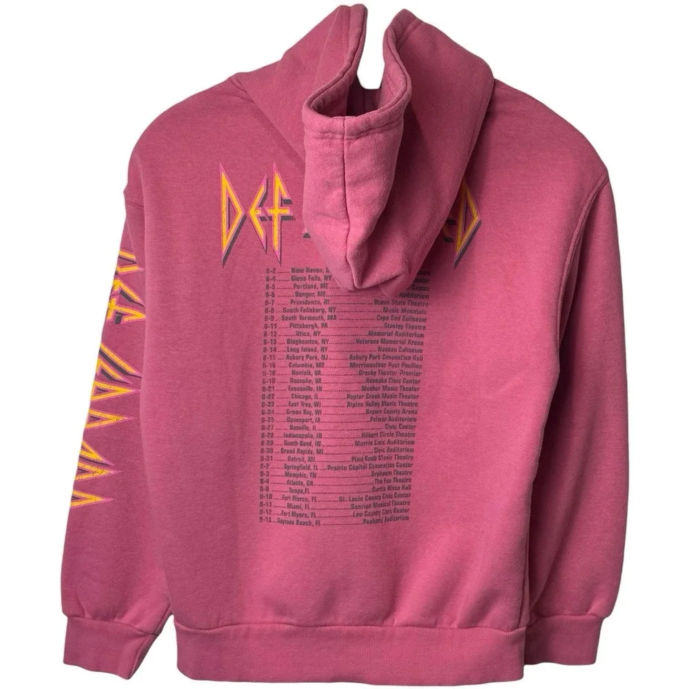 NWOT Def Leppard‎ Pink Hoodie Tour Dates Rocker Comfort Novelty Girl's M